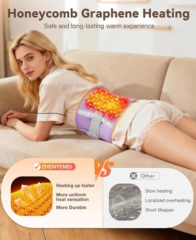 Cordless Heating Pad for Back Pain Relief,10000mAh Lower Back Massager with 5 Heat 3 Vibration,Portable Heating Pad for Cramps with Detachable Heating, Birthday Gifts for Women Men Mom Dad,Purple in Saudi Arabia