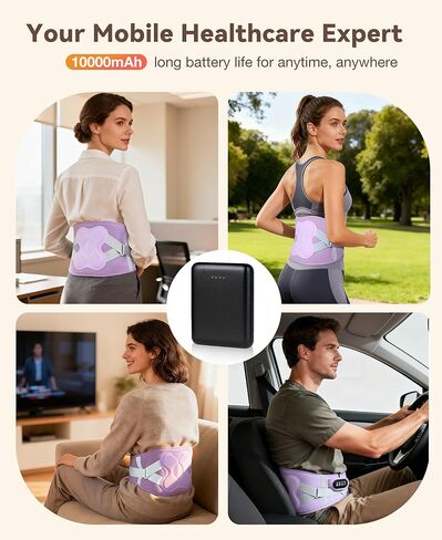 Cordless Heating Pad for Back Pain Relief,10000mAh Lower Back Massager with 5 Heat 3 Vibration,Portable Heating Pad for Cramps with Detachable Heating, Birthday Gifts for Women Men Mom Dad,Purple in Saudi Arabia