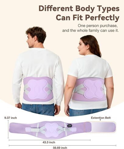 Cordless Heating Pad for Back Pain Relief,10000mAh Lower Back Massager with 5 Heat 3 Vibration,Portable Heating Pad for Cramps with Detachable Heating, Birthday Gifts for Women Men Mom Dad,Purple in Saudi Arabia