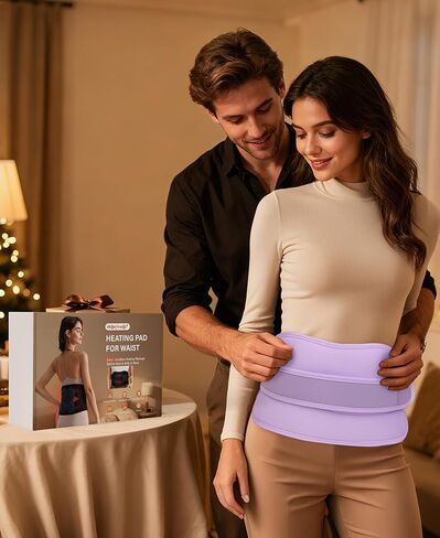 Cordless Heating Pad for Back Pain Relief,10000mAh Lower Back Massager with 5 Heat 3 Vibration,Portable Heating Pad for Cramps with Detachable Heating, Birthday Gifts for Women Men Mom Dad,Purple in Saudi Arabia