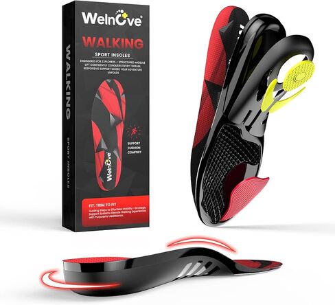 Welnove Insoles for Walking All Day with Arch Support, Walking Insoles for Men & Women for Hiking, Standing All Day, Plantar Fasciitis, Foot Pain-L in Saudi Arabia