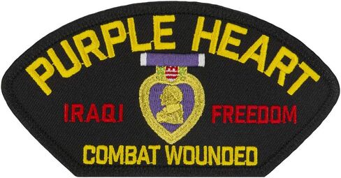 Purple Heart - Iraqi Freedom Veteran Combat Wounded - Embroidered Patch 5 3/16" x 2 5/8" (Hook-Fastener Only) in Saudi Arabia