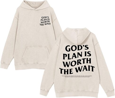 Christian Graphic Hoodies for Women God Bible Verse Oversized Hoodie Religious Letter Print Acid Wash Sweatshirts in Saudi Arabia