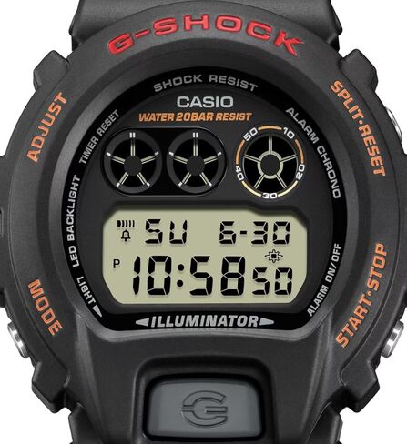 ساعة كاسيو DW6900UB-9 للرجال منبه أسود كلاسيكي كرونوغراف ذهبي وشاشة G Shock in Saudi Arabia