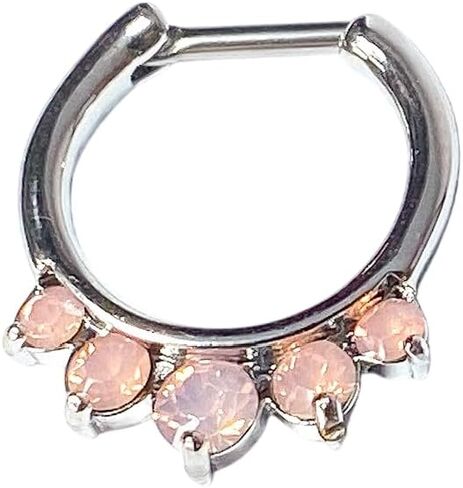 1 Piece Brilliant Opalite Five Gem Septum Clicker 316L Surgical Steel Nose Ring - 16g - Body Jewelry in Saudi Arabia