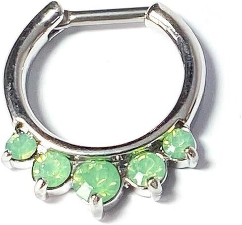 1 Piece Brilliant Opalite Five Gem Septum Clicker 316L Surgical Steel Nose Ring - 16g - Body Jewelry in Saudi Arabia