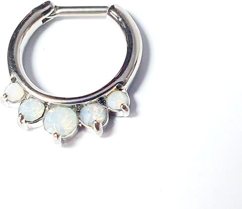 1 Piece Brilliant Opalite Five Gem Septum Clicker 316L Surgical Steel Nose Ring - 16g - Body Jewelry in Saudi Arabia