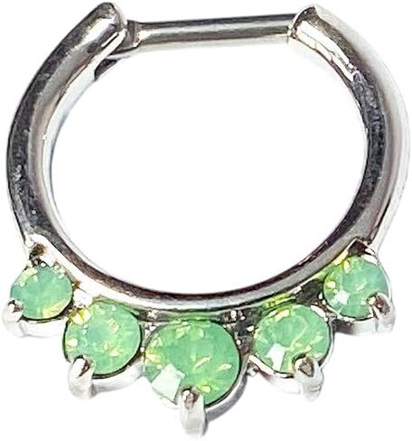 1 Piece Brilliant Opalite Five Gem Septum Clicker 316L Surgical Steel Nose Ring - 16g - Body Jewelry in Saudi Arabia