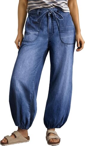 Sidefeel Women's Wide Leg Jeans High Waisted Drawstring Baggy Stretchy Trendy Harem Loose Ankle Denim Pants in Saudi Arabia