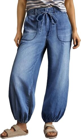 Sidefeel Women's Wide Leg Jeans High Waisted Drawstring Baggy Stretchy Trendy Harem Loose Ankle Denim Pants in Saudi Arabia
