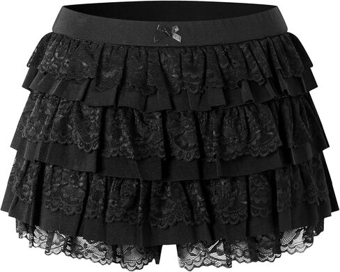 Lace Ruffle Bloomer Shorts for Women | Lolita Style High Waisted Micro Mini Skort | Sexy Cake Layer Design in Saudi Arabia