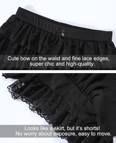 Lace Ruffle Bloomer Shorts for Women | Lolita Style High Waisted Micro Mini Skort | Sexy Cake Layer Design in Saudi Arabia