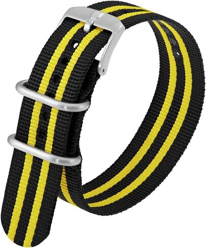 Luminox Men's Scott Cassell Black & Yellow Webbing NATO Nylon Strap Stainless Steel 2 loops Watch Band in Saudi Arabia
