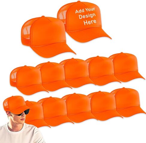 Custom Sublimation Hats 12 Pack - Bundle with 12 Trucker Hats with Foam Mesh 21.5-25.2" | Blank Baseball Hat for Men, Women in Saudi Arabia