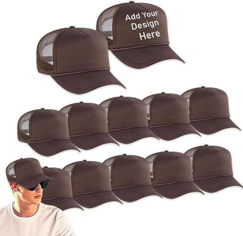 Custom Sublimation Hats 12 Pack - Bundle with 12 Trucker Hats with Foam Mesh 21.5-25.2" | Blank Baseball Hat for Men, Women in Saudi Arabia