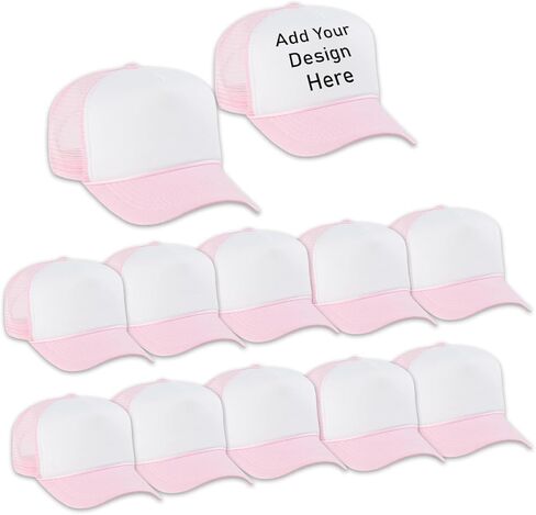 Custom Sublimation Hats 12 Pack - Bundle with 12 Trucker Hats with Foam Mesh 21.5-25.2" | Blank Baseball Hat for Men, Women in Saudi Arabia