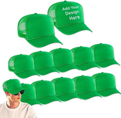 Custom Sublimation Hats 12 Pack - Bundle with 12 Trucker Hats with Foam Mesh 21.5-25.2" | Blank Baseball Hat for Men, Women in Saudi Arabia