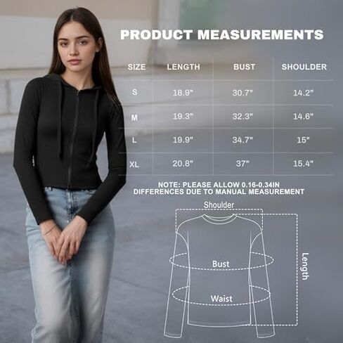 Women's Slim Fit Hooded Crop Jacket Lightweight Zip Up Athletic Outerwear for Spring and Summer Black Size S in Saudi Arabia