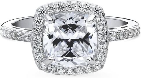 BERRICLE Sterling Silver Halo Wedding Engagement Promise Rings for Her, Cushion Cut Cubic Zirconia CZ Ring in Saudi Arabia