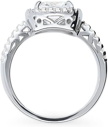 BERRICLE Sterling Silver Halo Wedding Engagement Promise Rings for Her, Cushion Cut Cubic Zirconia CZ Ring in Saudi Arabia