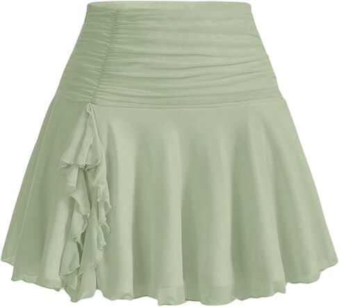 تنانير الصيف النسائية من SOLY HUX، تنانير قصيرة مكشكشة عالية الخصر، تنورة قصيرة واسعة للشاطئ in Kuwait