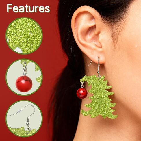 Christmas Dangle Earrings Accessories for Women Green Monster Costume Dress Up in Saudi Arabia