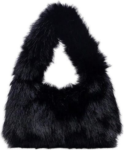 SHENHE Women's Fuzzy Faux Fur Crescent Shoulder Bag Plush Purse Underarm Handbag Hobo Tote in Saudi Arabia
