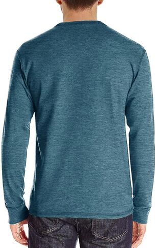 قميص Henley بأكمام طويلة للرجال خفيف الوزن كاجوال بثلاثة أزرار تي شيرت قطني كلاسيكي للعمل مع جيب in Kuwait