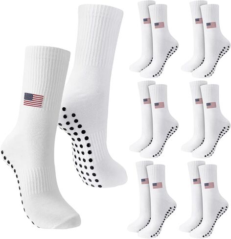 Cuffbow 6 Pairs Valentines Anti No Slip Soccer Socks Gifts Crew Pilates Athletic Souvenirs Socks for Sports Men Women in Saudi Arabia