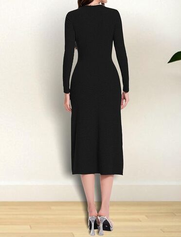 Women's Maxi Dress Long Sleeve Bodycon Knit Dresses Crew Neck Long Dress Elegant Casual Going Out Lounge Dresses in Saudi Arabia