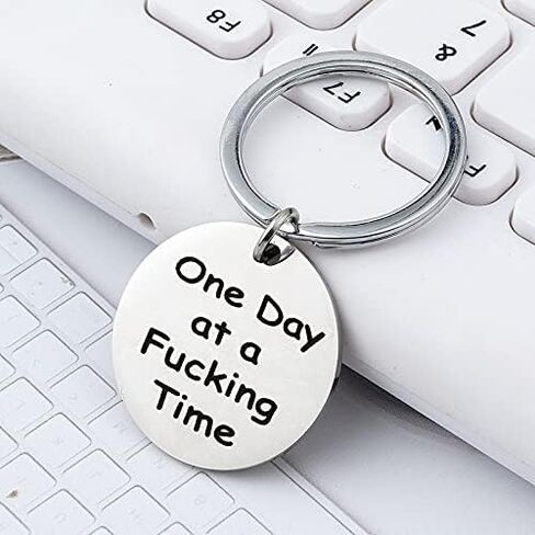YALLNASL Sobriety Gifts Keychain for Women Men One Day at a Fucking Time Keyring Alcoholics Anonymous Gifts for Him Her Addiction Recovery Inspirational Gifts in Saudi Arabia