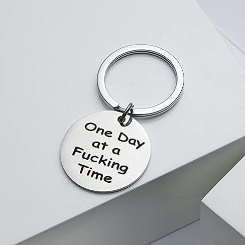 YALLNASL Sobriety Gifts Keychain for Women Men One Day at a Fucking Time Keyring Alcoholics Anonymous Gifts for Him Her Addiction Recovery Inspirational Gifts in Saudi Arabia