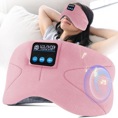 LOVE EYE Sleep Headphones Bluetooth 5.4 Sleeping Eye Mask Wireless Music Earphones with HD Speakers for Side Sleepers Total Blackout Cotton Mask for Travel, Home, Office, Unique Gifts in Saudi Arabia