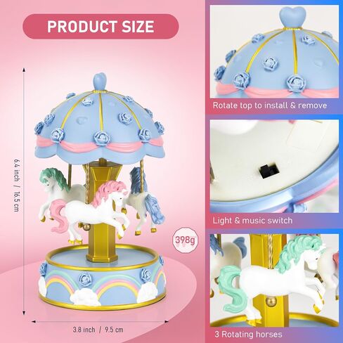 Carousel Music Box, Color-Changing LED Lights Musical Boxes, Gift Wrapped Unicorn Music Boxes for Girls, Christmas & Birthday Gifts for Women Daughter Granddaughter, Melody You are My Sunshine in Saudi Arabia