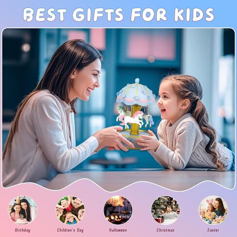 Carousel Music Box, Color-Changing LED Lights Musical Boxes, Gift Wrapped Unicorn Music Boxes for Girls, Christmas & Birthday Gifts for Women Daughter Granddaughter, Melody You are My Sunshine in Saudi Arabia