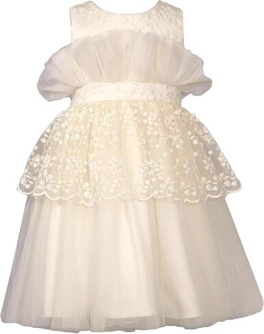 Bonnie Jean Girls 12M-16 Embroidered Lace Winter Ivory Holiday Dress in Saudi Arabia