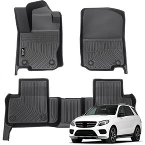 Jenofa-سجادات أرضية السيارة وبطانة الحمولة لسيارة Benz GLE 2020-2024 GLE 350 & 450 (No for Coupe) 5 مقاعد مجموعة سجادات أرضية لجميع الأحوال الجوية مخصصة لسيارة Mercedes Benz GLE مجموعة كاملة من ملحقات بطانات الأرضية باللون الأسود in Kuwait