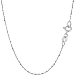 Jewelry Affairs 10k White Gold Singapore Chain Necklace, 1.0mm in Kuwait
