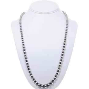 Alltribes Navajo Desert Pearl Graduated Stamped All Sterling Bead Necklace Graduated Unisex Single Strand 0003 in Saudi Arabia