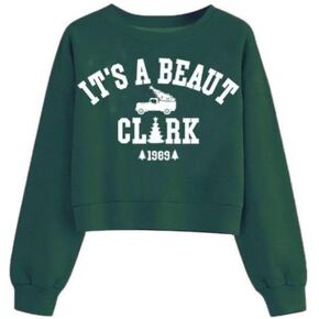 Christmas Cropped Sweatshirts for Women It's A Beaut Clark Letter Sweatshirt Xmas Long Sleeve Crewneck Pullover in Kuwait