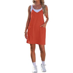 AUSELILY Womens Summer Dress 2025 Sleeveless Casual Mini Dress Spaghetti Strap Short Dresses with Pockets in Kuwait