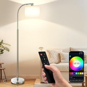 Tall Floor Lamp for Living Room,65'' Modern Standing Lamps with 9W LED Bulb,Dimmable Floor Light with Fabric Shade,Gold Tall Lamp for Bedroom Office Study Room Corner Dining Room in Saudi Arabia