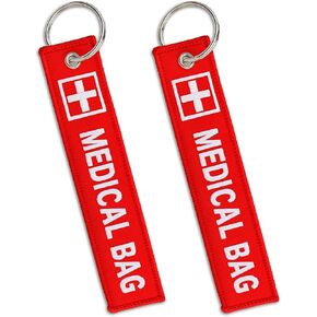 2pcs Medical Alert Tags for Bag - Medical Equipment Luggage Tags, Double-Sided Red Alert ID Tags, Reusable Respiratory Devices & Medical Supplies Keychain Label in Travel Bags & Backpacks in Saudi Arabia