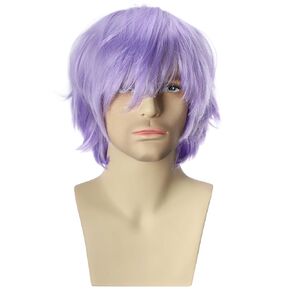 Men's Anime Short Black Cosplay Wig,Unisex Short Layered Synthetic Accessory Hair Wig+Hair Cap for Cosplay Halloween Costume in Saudi Arabia