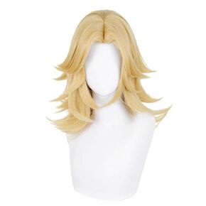 Wig for Cosplay, Medium Length Blonde Synthetic Hair for Women Halloween in Saudi Arabia