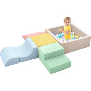 Climbing Toys for Toddlers 1-3 inside, Toddler Climbing Toys Indoor, 5-Piece Foam Climbing Blocks with Ball Pit (Balls not Included), Toddler Climber Indoor Foam Play Gym for Climbing Crawling Sliding in Kuwait