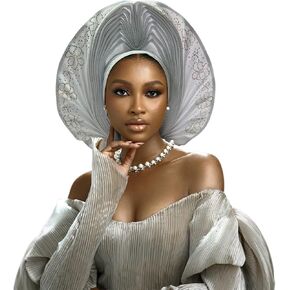 Nigerian Women's hat Folding African Headscarf hat,African headpiece Auto Gel Headwear,Suitable for Weddings in Saudi Arabia