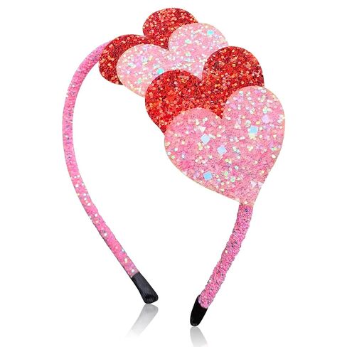 totelux عيد الحب عقال بريق القلب الشعر الفرقة سباركلي الوردي الأحمر الحب إكسسوارات الشعر للنساء الفتيات عيد الحب حزب غطاء الرأس الديكور الخطوبة عيد ميلاد لوازم الزفاف هدية in Kuwait