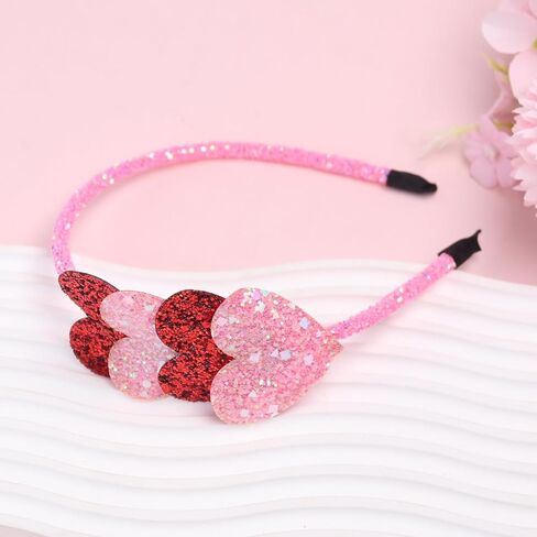 totelux عيد الحب عقال بريق القلب الشعر الفرقة سباركلي الوردي الأحمر الحب إكسسوارات الشعر للنساء الفتيات عيد الحب حزب غطاء الرأس الديكور الخطوبة عيد ميلاد لوازم الزفاف هدية in Kuwait