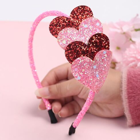 totelux عيد الحب عقال بريق القلب الشعر الفرقة سباركلي الوردي الأحمر الحب إكسسوارات الشعر للنساء الفتيات عيد الحب حزب غطاء الرأس الديكور الخطوبة عيد ميلاد لوازم الزفاف هدية in Kuwait